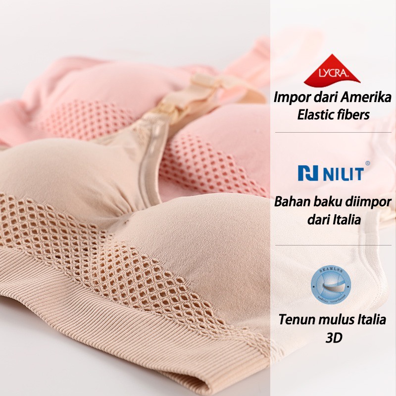 Bra Menyusui 2023 Model Terbaru Nyaman Seamless Jumbo Kancing Depan Tanpa Kawat Desain Sarang Lebah Imitasi Dapat Bernapas Menyusui yang nyaman Bahan Katun bra