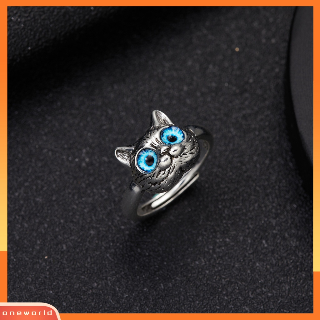 [EONE] Wanita Cincin Vintage 3D Kartun Desain Pembukaan Yang Dapat Disesuaikan Geometris Hias Hadiah Lady Kitten Brave Troops Sun Finger Ring Jewelry Untuk Kehidupan Sehari-Hari