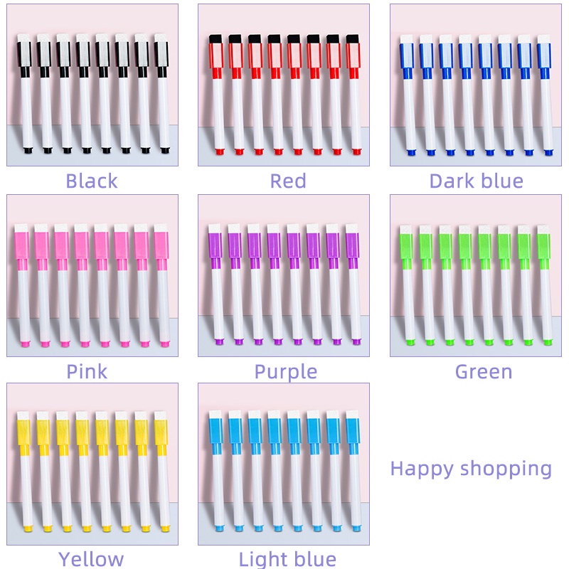 8pcs 1.5mm Magnetic Pen Cap Dihapus Pena Papan Tulis Sederhana Dicuci Warna-Warni Pena Gambar