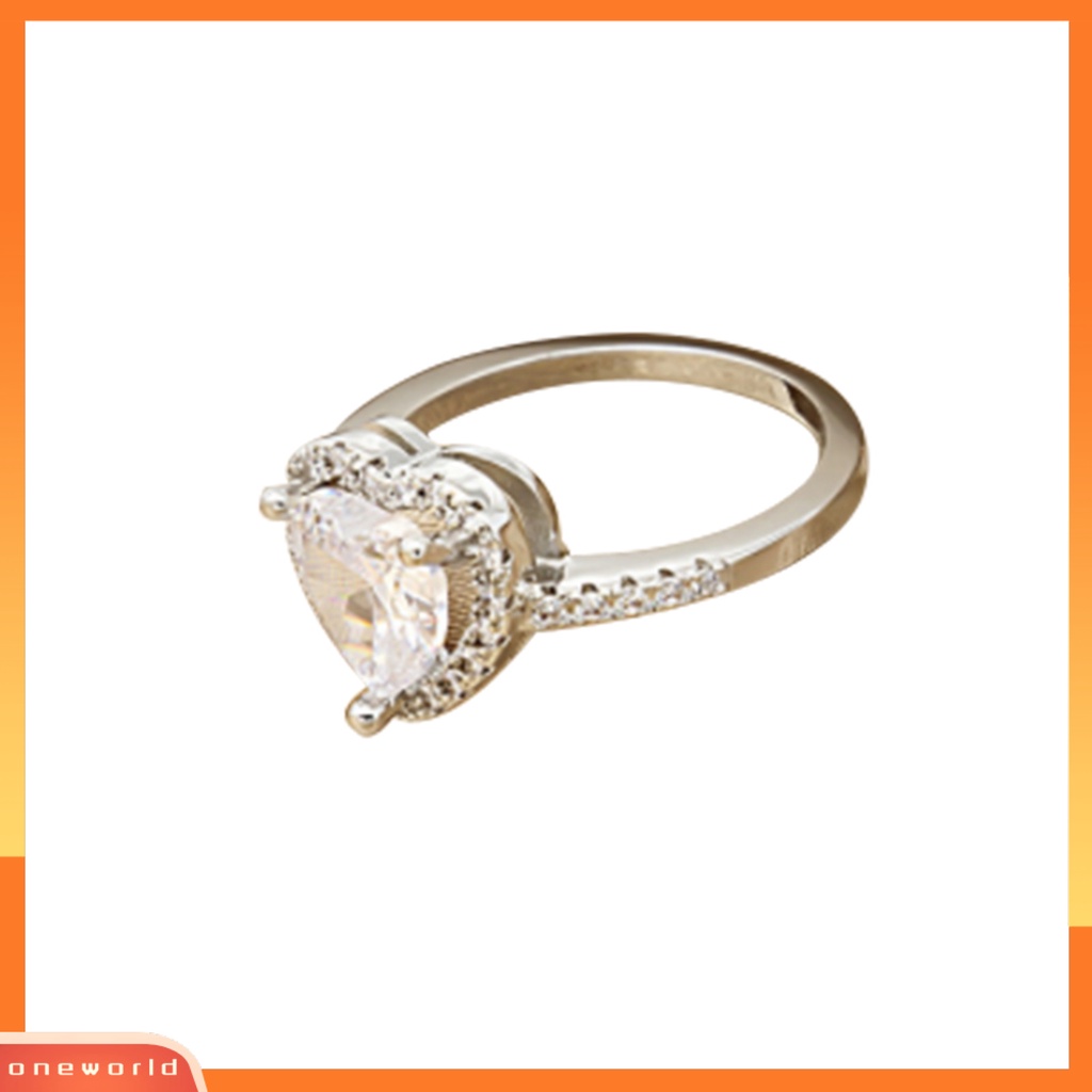 [EONE] Cincin Kawin Kepribadian Berlebihan Hadiah Valentine Glitter Cinta Hati Bertatahkan Berlian Imitasi Cincin Perhiasan Aksesori