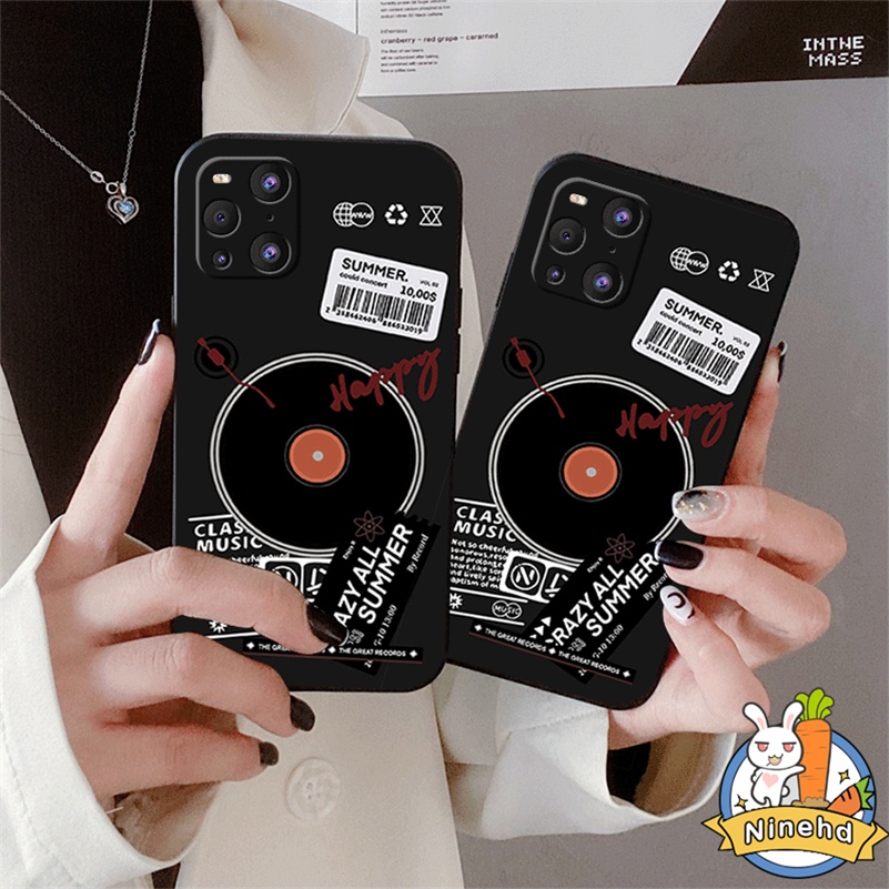 IPHONE Casing Kompatibel Untuk Iphone14 13 12 11 Pro Max X Xr Xs Max8 7 6 6s Plus SE 2020 Pola Rekam Vinyl Canggih Tepi Lurus Pelindung Lensa Shockproof Lens Protector Phone Case