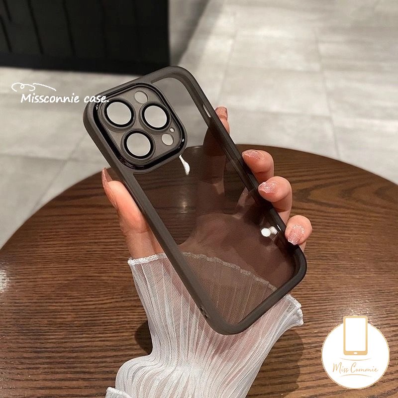 IPHONE Luxury Simple Plating Metal Len Phone Case Kompatibel Untuk Iphone11Xr 7Plus 8Plus 11 14 13 12 11 Pro Max X XS Max 7 8Plus Shockproof Shell Pelindung Lensa Kamera Back Cover