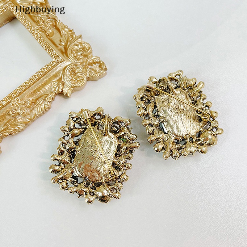 Hbid Wanita Trendi Klasik Mutiara Kristal Persegi Bros Pin Vintage Berlian Imitasi Lencana Lady Retro Mantel Pakaian Pin Perhiasan Hadiah Glory