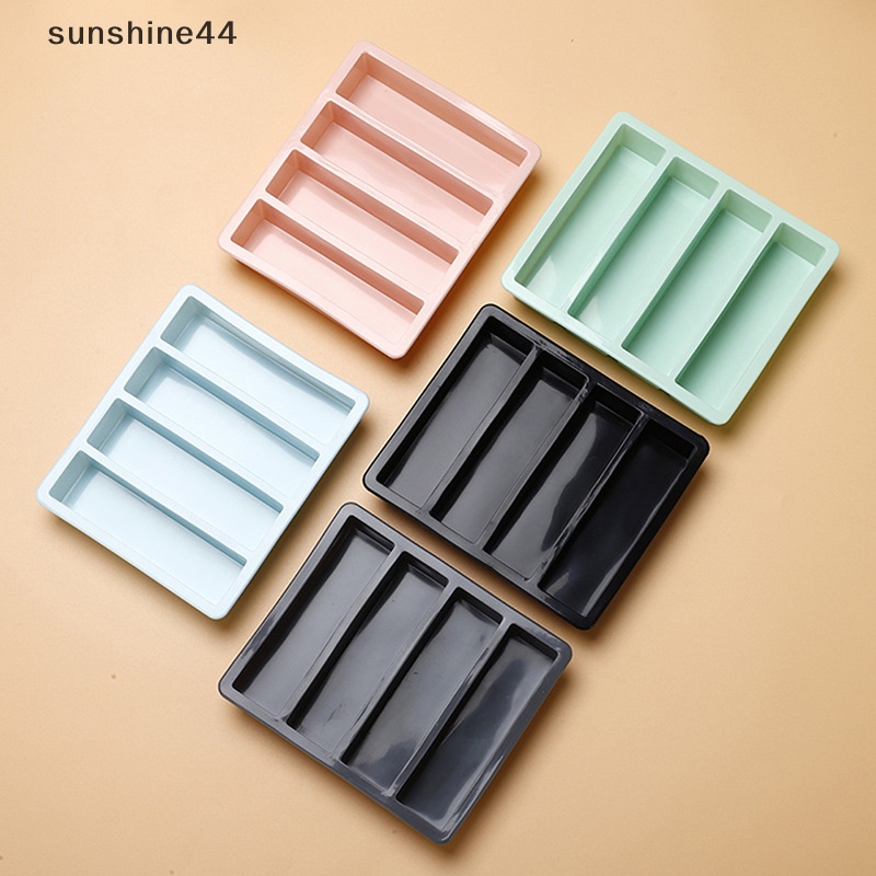 Sunshine 1Pc 4kisi Strip Panjang Silikon Es Batu Square Tray Mold DIY Cube Ice Mold ID