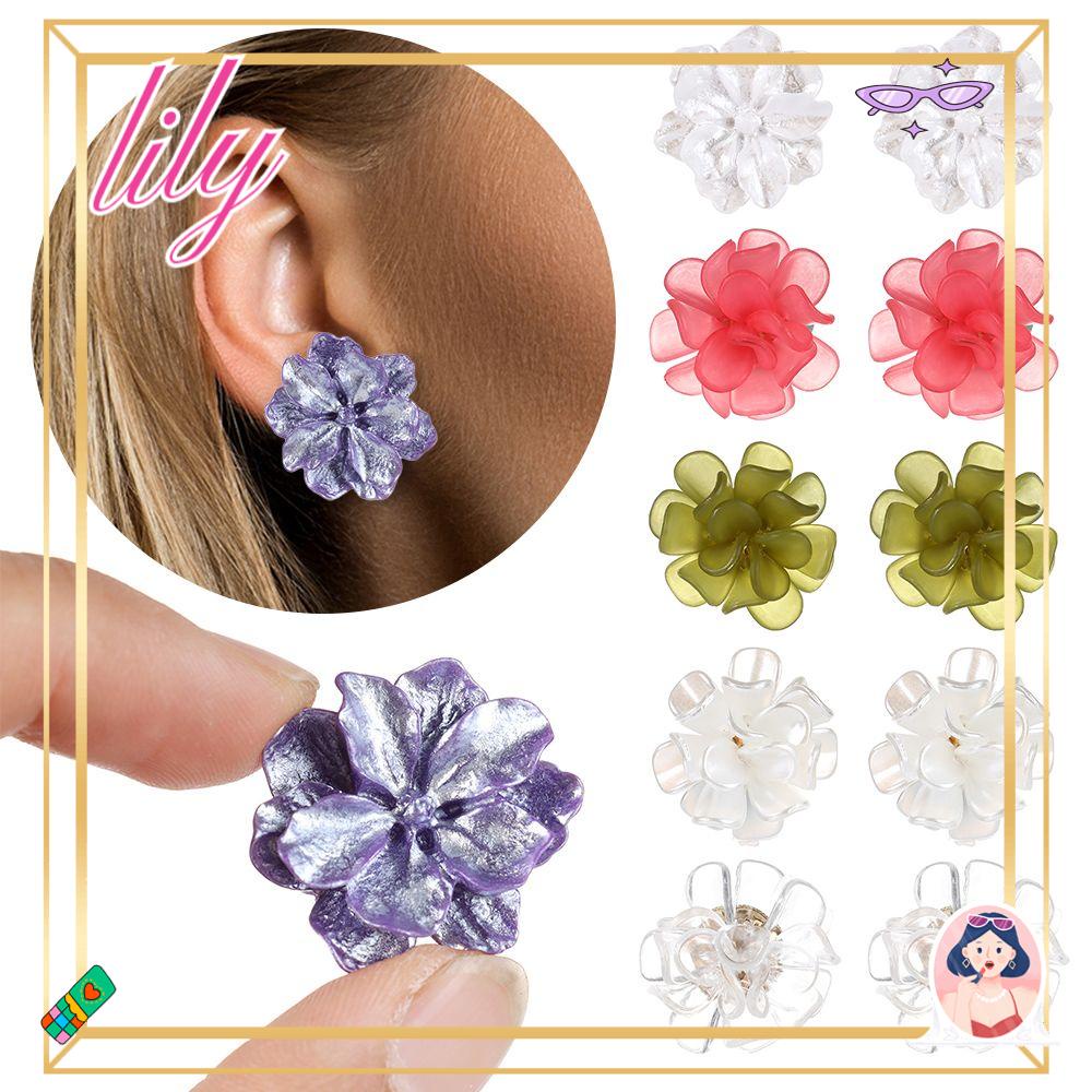 Anting Bunga LILY Perhiasan Kepribadian Alloy Stud