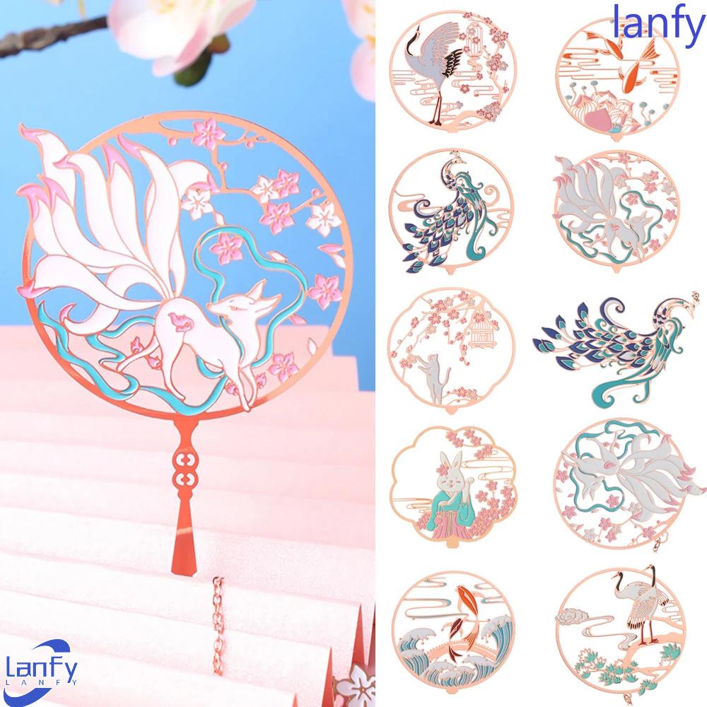 Lanfy Brass Bookmark Tanda Pagination Vintage Berlubang Gaya China Retro