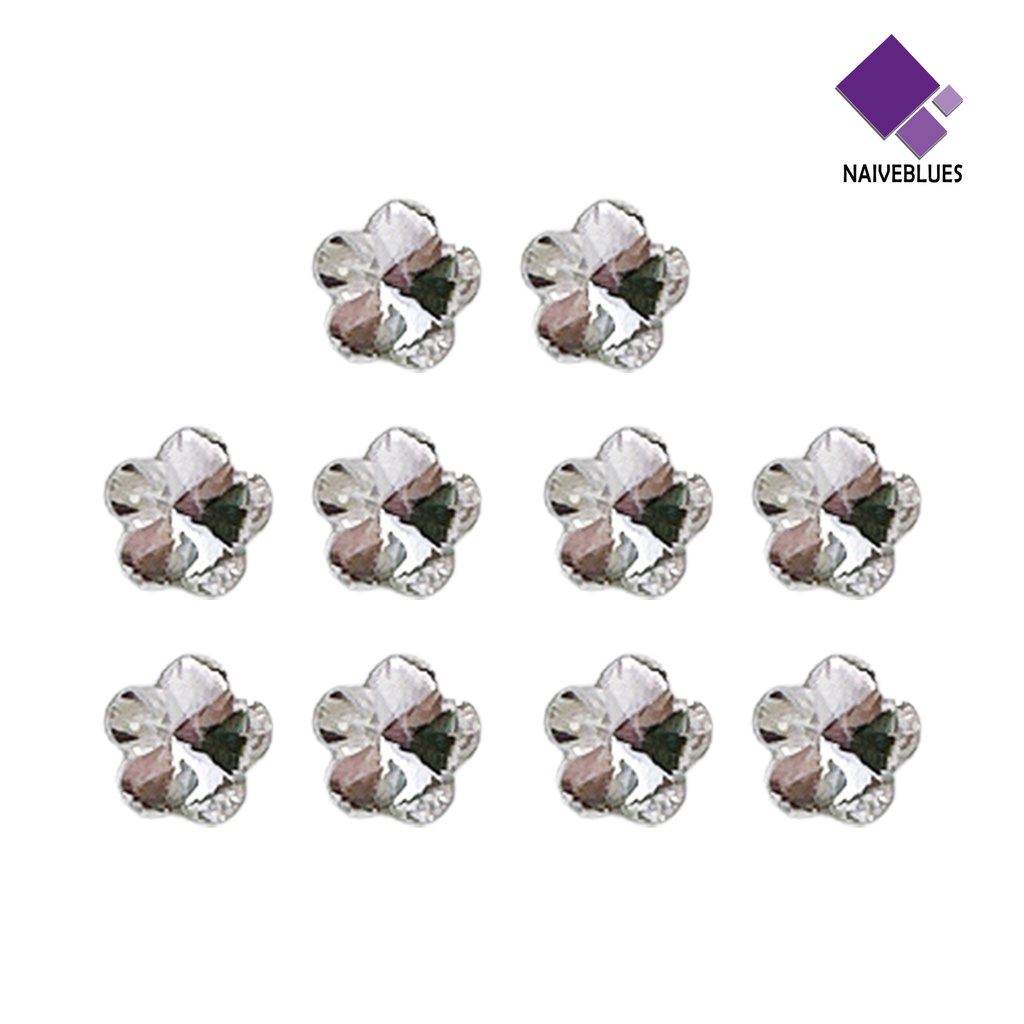 [naiveblues] 10pcs Berlian Imitasi Kuku Bersinar Tiga Dimensi Tidak Jatuh Mempesona Visual DIY Mini Manicure Blossom Faux