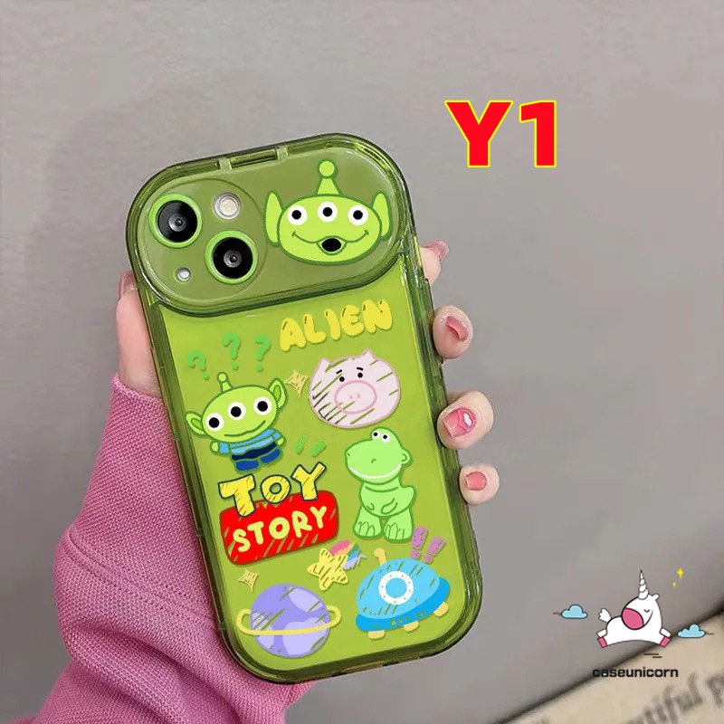 Casing Cermin Make Up Flip Kreatif Untuk Oppo A7 A15 A57 A5s A12 A15s A3s A9 A5 A53 A33 F9 A77 A77s A12E A31 A35 Toy Story Lucu Alien Strawberry Bear Losto Soft Cover Dengan Boneka 3D