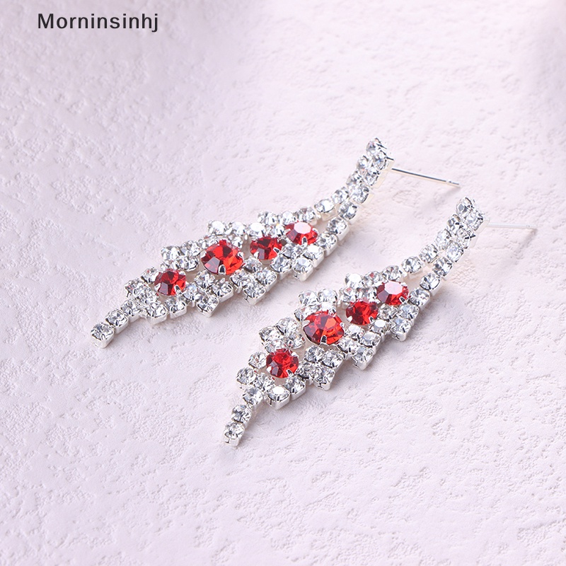 Mornin Set Perhiasan Pengantin Pernikahan Kristal Berlian Imitasi Biru Elegan Untuk Wanita V Bentuk Choker Kalung Anting Set id