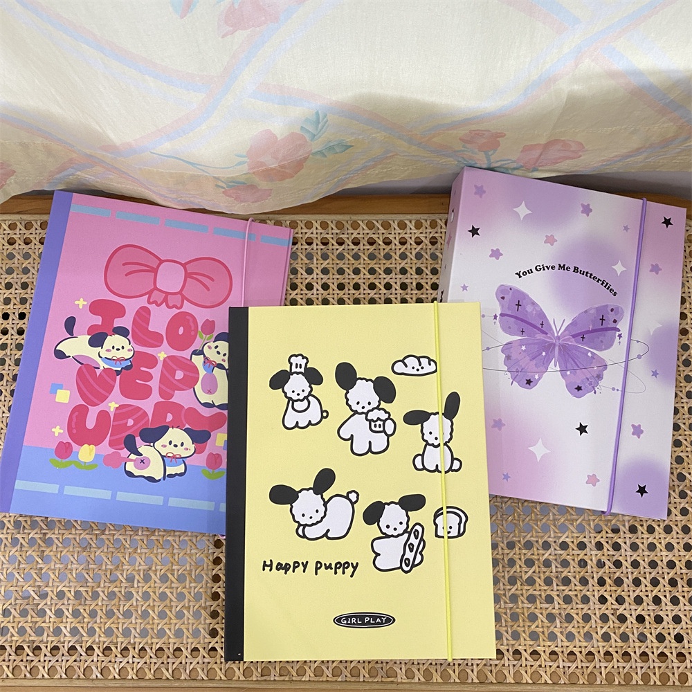 A5 Loose-leaf Puppy Butterfly Card Book Empat Istana Loose-leaf 10cm 16.6 cm Cinta Kacang Photocard Star Chasing Polaroid Buku Penyimpanan