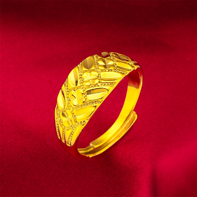 Goldkingdom Aksesoris Perhiasan Fashion Ready Stock Cincin Bunga Nanas Minimalis Lapis Emas Untuk Pasangan Pria Dan Wanita Ring