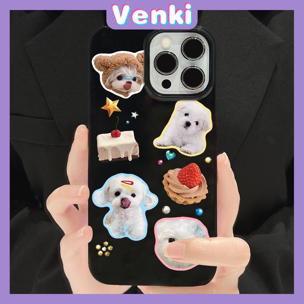 VENKI - For iPhone 11 iPhone Case Black Glossy TPU Soft Case Shockproof Protection Camera Cute Cartoon Compatible with iPhone 14 13 Pro max 12 Pro Max 11 xr xs max 7Plus 8Plus