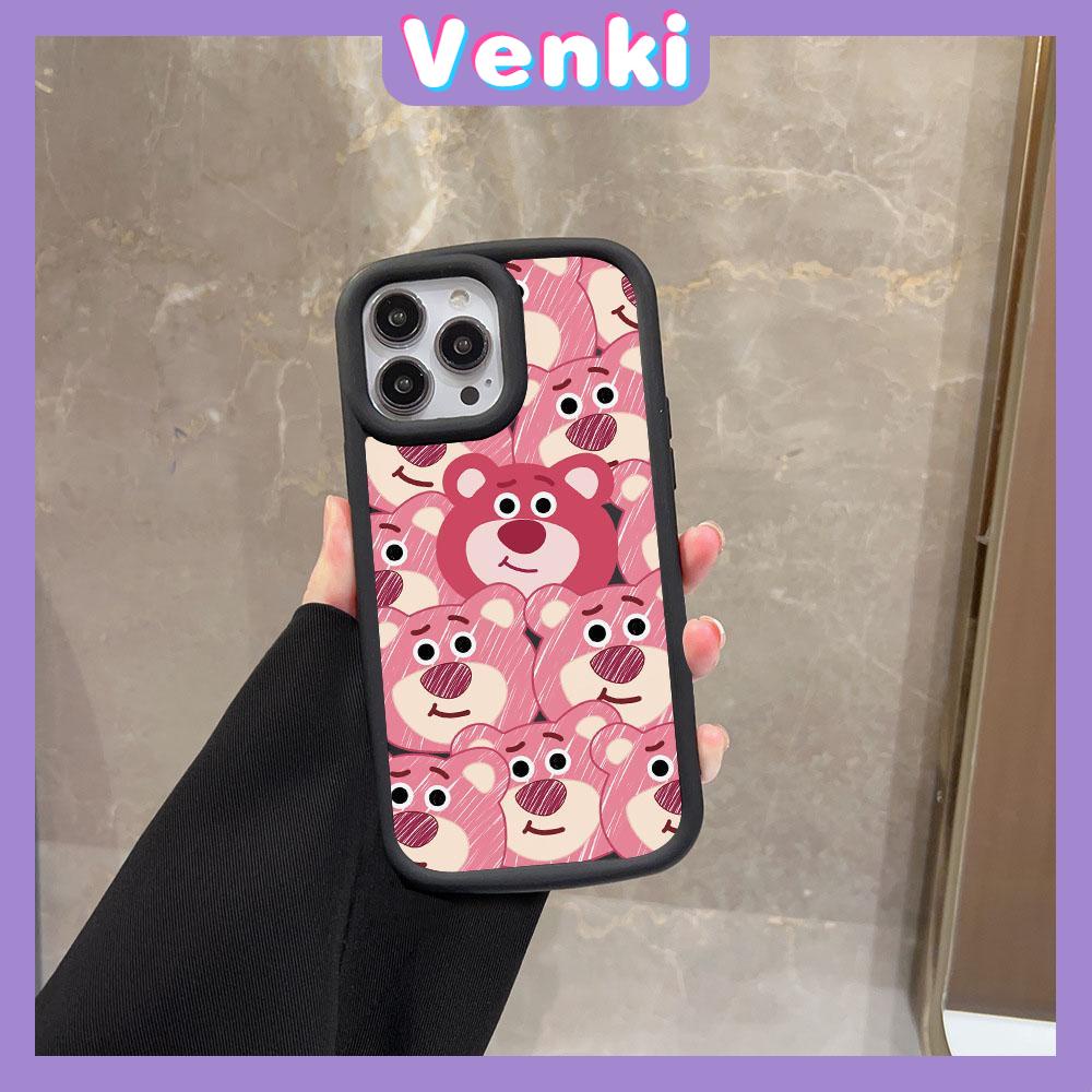 VENKI - For iPhone 11 iPhone Case Matte TPU Soft Case Black Beige Shockproof Protection Camera Strawberry and Bear Compatible with iPhone14 13 Pro max 12 Pro Max xr xs max 7 8Plus