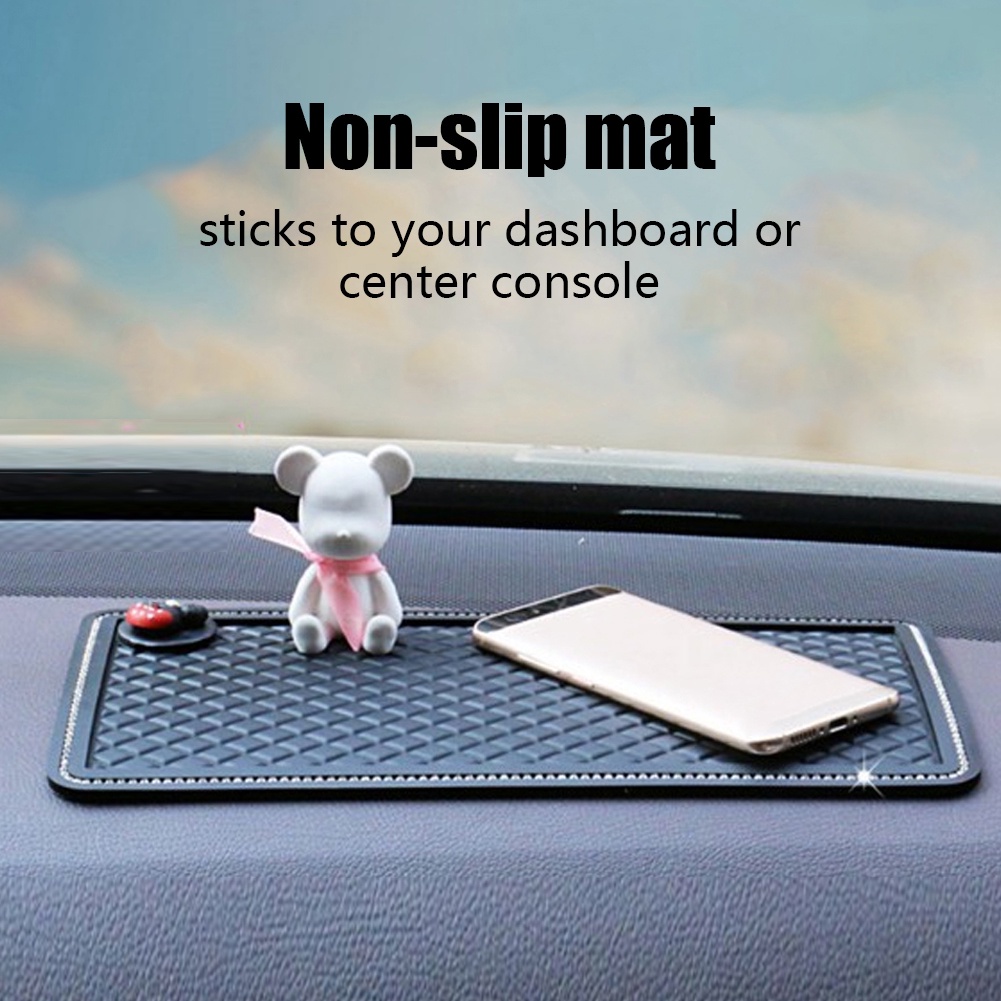 Mobil Magic Dashboard Anti slip Gel Mat Mewah Kristal Berlian Imitasi Non-slip Pad Multifungsi Pad Perekat Untuk Ponsel Parfum Kacamata Hitam Kunci Autobomile Aksesoris Interior