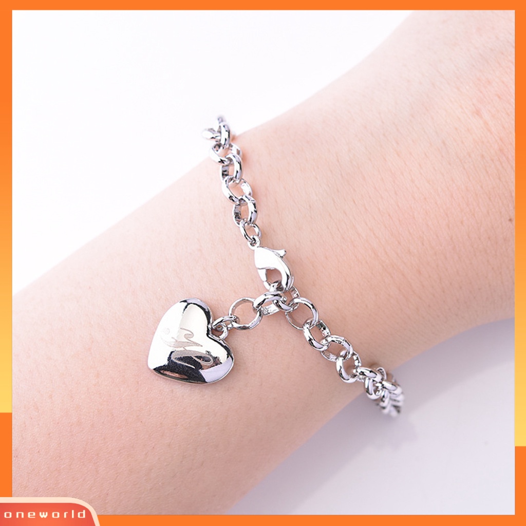 [EONE] Wanita Gelang Adjustable Dipoles Tepi Halus Electroplating Hias Dekorasi Hati Halus26Huruf Alfabet Inisial Gelang Perhiasan Hadiah