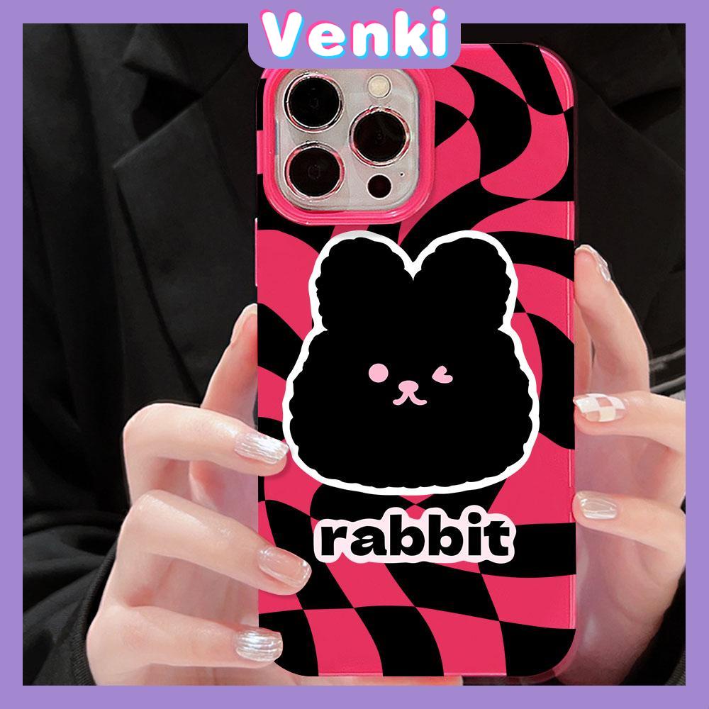 VENKI - For iPhone 11 iPhone Case Pink Glossy TPU Soft Case Shockproof Protection Camera Cute Cute Rabbit Compatible with iPhone 14 13 Pro max 12 Pro Max xr xs max 7Plus 8Plus