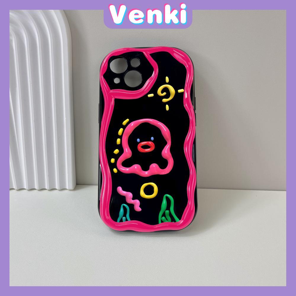 VENKI - For iPhone 11 iPhone Case Black Glossy TPU Soft Case Shockproof Protection Camera Abstract Cartoon Compatible with iPhone 14 13 Pro max 12 Pro Max xr xs max 7Plus 8Plus