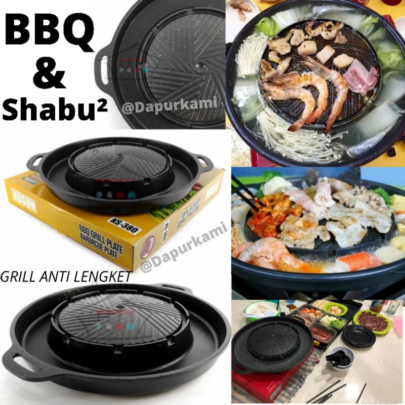 Panggangan BBQ Grill Plate • Panci Shabu 2in 1 Bulgogi / Electric dan Kompor