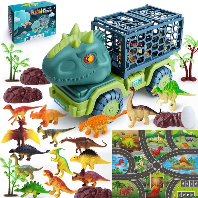 Pengangkut dinosaurus besar mainan anak-anak set Tyrannosaurus rex inersia transporter drop-proof dinosaurus kendaraan konstruksi hadiah anak laki-laki