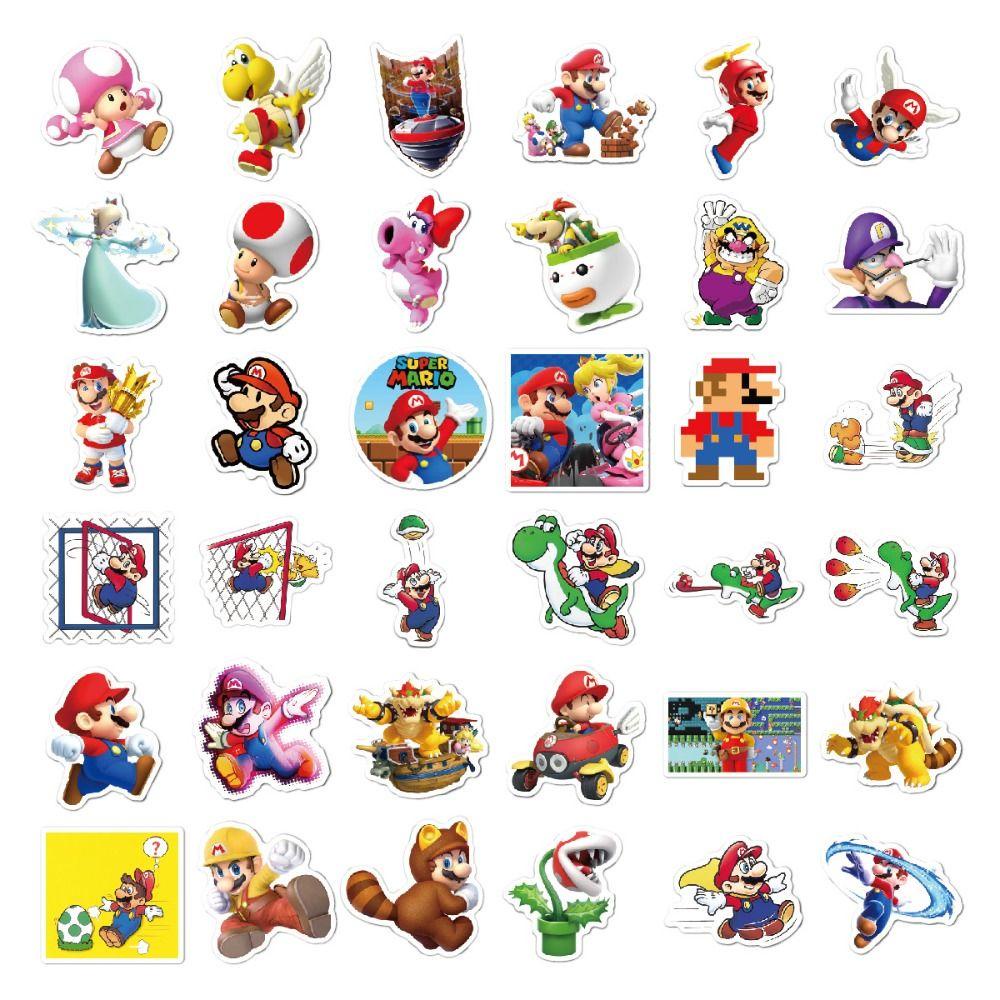 Lanfy Super Mario Stiker Tahan Air Interaktif Graffits Sekolah Hadiah Hadiah Anime Peripherals Mobil Kartun Dekoratif Alat Tulis Sticker