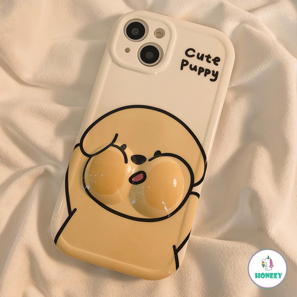 IPHONE Casing Dekompresi 3D Untuk Iphone11Lembut Iphone14 Pro Max Cute Bunny Puppy Untuk Iphone13 12 Pro Max14 Plus Fun Shockproof TPU Back Cover