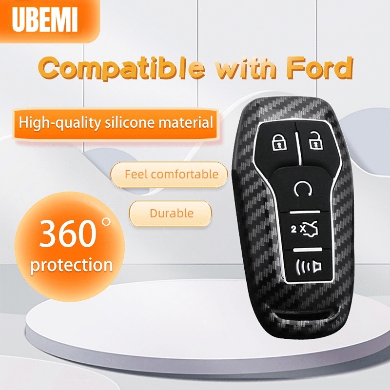 Leather Keychain Key Fob Cover Untuk Ford Fusion F-150 Edge Explorer Mustang Lincoln MKZ MKC Aksesoris 5button Key