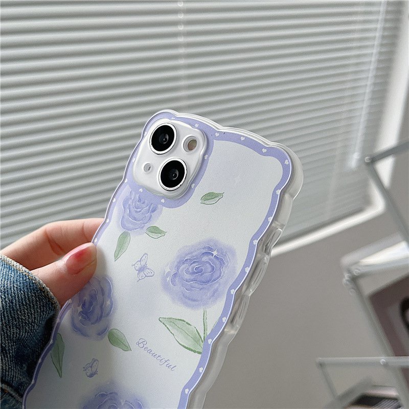 [INS Wave] Purple Rose Soft TPU Case HP iP iPhone 11 12 13 14 Pro Max7 8+Plus SE 2020 X XS XR Max Gadis Wanita Bening FTD Casing Apple