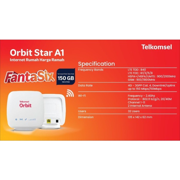 MODEM MIFI WIRELESS ROUTER TELKOMSEL ORBIT STAR A1 FREE PERDANA ORBIT