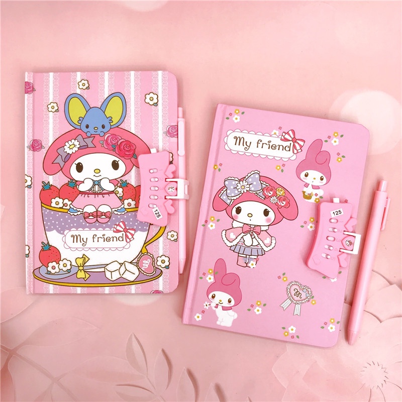 (80HAL) BUKU DIARY SET PULPEN  KUNCI / BUKU TULIS SANRIO SET PULPEN DENNGAN PENGAMAN KODE KUNCI