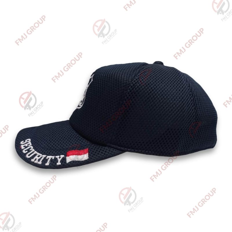 Topi Security Doublemes Jaring Bordir Logo Wing Topi Satpam Bendera