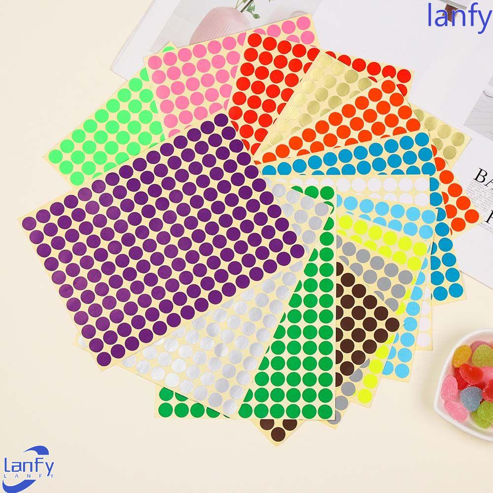 Lanfy Stiker 5lembar10/19mm Dekorasi Pesta Mix Color Gift Tag Label Penyegel Dot Berwarna