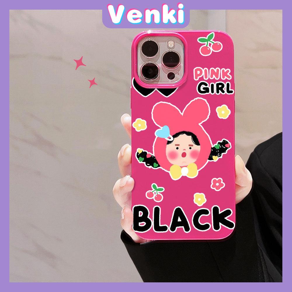 VENKI - For iPhone 11 iPhone Case Red Glossy TPU Soft Case Shockproof Protection Camera Cute Curly Hair Girl Compatible with iPhone 14 13 Pro max 12 Pro Max xr xs max 7Plus 8Plus