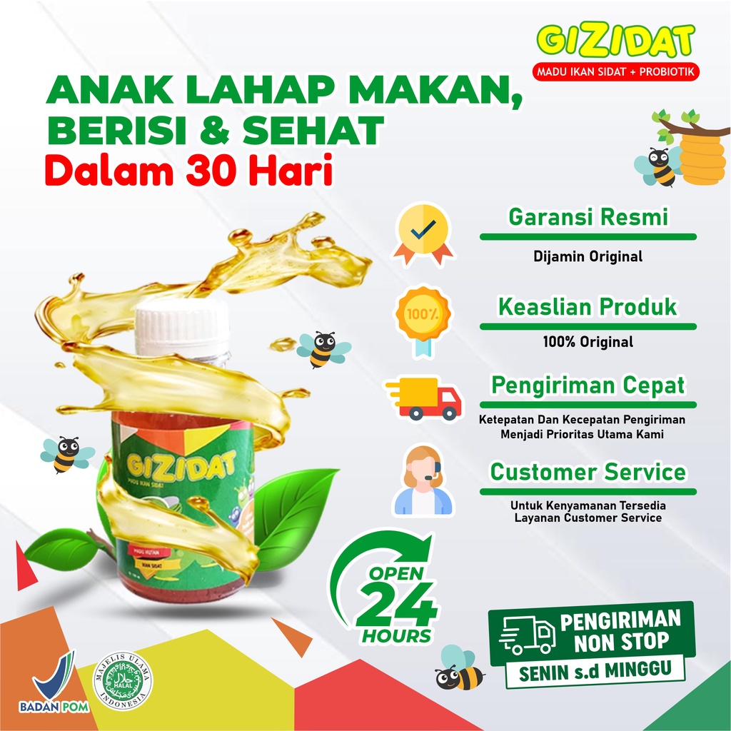 Suplemen Anak GIZIDAT - Madu Hutan Istimewa Asli Original untuk Tingkatkan Nafsu Makan Daya Tahan Tubuh dan Berat Badan Anak atau Bayi