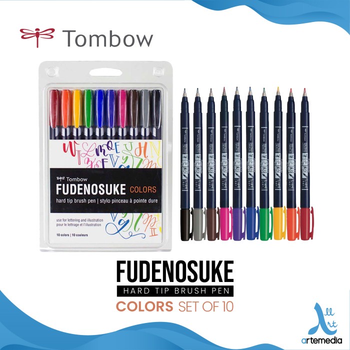 

Brush Pen Tombow Fudenosuke Set 10 Colors Drawing Pen Spidol