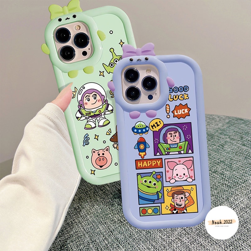 IPHONE Casing Kartun Winnie Toy Story Buzz Lightyear Kompatibel Untuk Iphone7 6 8 6s Plus XR 11 14 12 13 Pro Max X XS Max SE 2020 3D Ikatan Simpul Monster Lensa Crayon Shin-chan Soft Cover