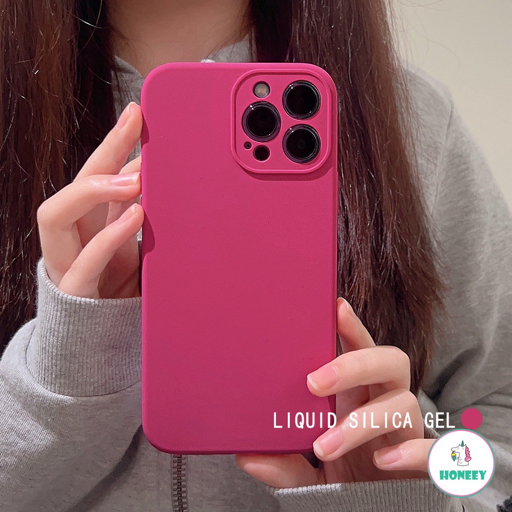 Casing Ponsel Warna Solid Silikon Cair Untuk iPhone 14 Pro Max13 12 11 Pro Max Matte Shockproof Lembut Bumper TPU Penutup Belakang