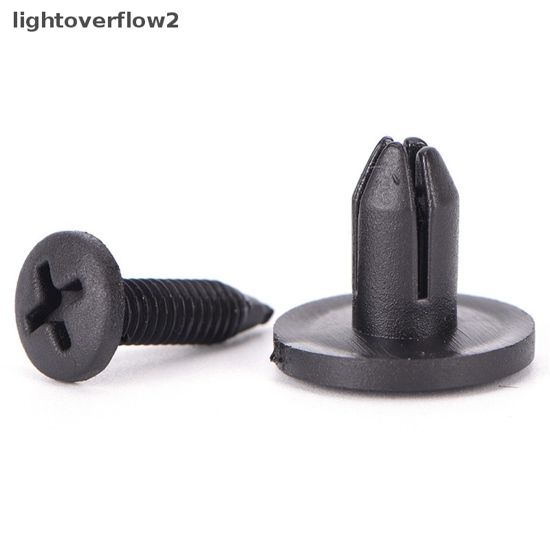 [lightoverflow2] 50pcs 6mm Auto Mobil Bumper Fender Pengencang Push Hitam Klip Plastik [ID]