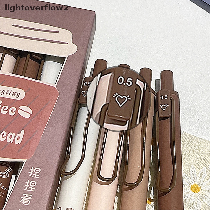 [lightoverflow2] 4pcs Coffee Soft Bread Gel Pen Set 0.5mm Tinta Warna Hitam Untuk Wrig Perlengkapan Alat Tulis Kantor Sekolah [ID]