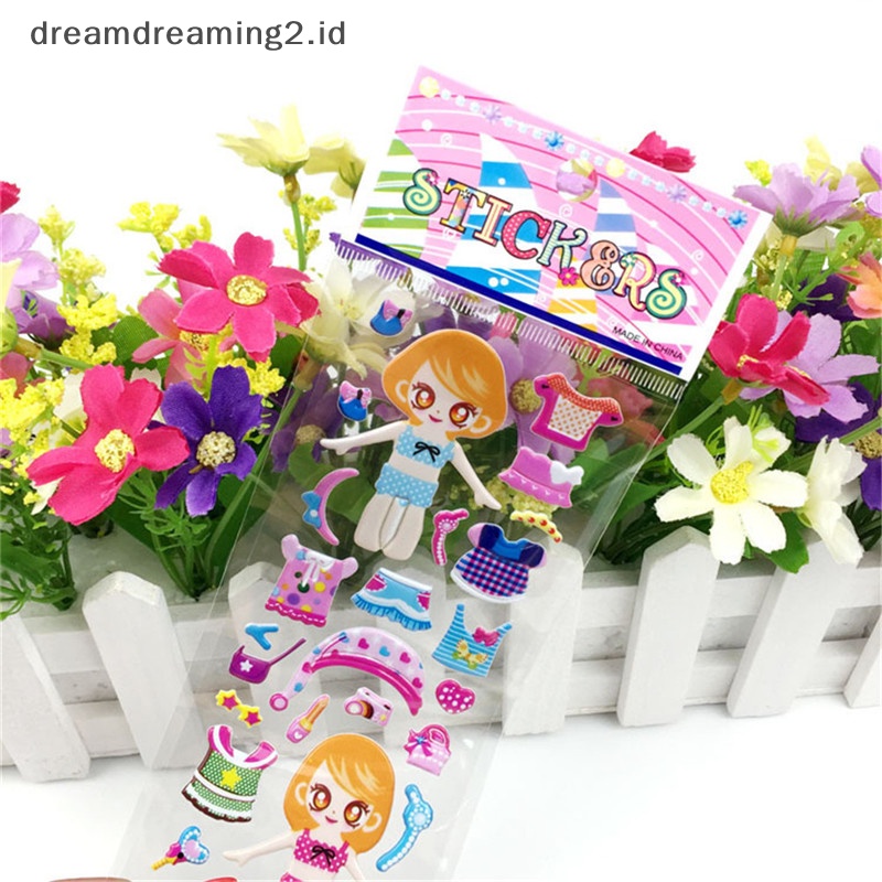 (drea) 5lembar 3D Puffy Bubble Stiker Mainan Dress up Anak Perempuan Baju Ganti Mainan Anak//