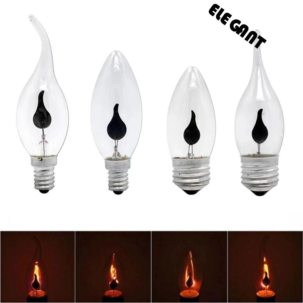 [Elegan] Lampu Bohlam LED Edison Retro Flame Effect Candle Tail Untuk Dekorasi Lighting Tungsten Wire Candle Light