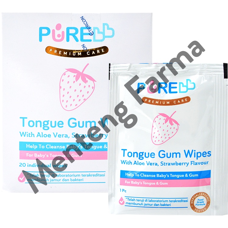 Pure Baby Tongue Gum Wipes Strawberry 20 Sheets - Tisu Basah Lidah dan Gusi Bayi