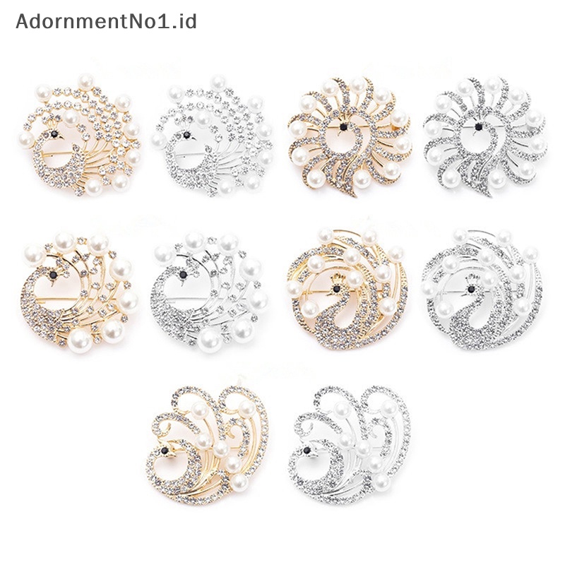 [AdornmentNo1] Mutiara Berlian Imitasi Merak Hewan Korsase Bros Klasik Kristal Peacock Brooch Pin Perjamuan Pernikahan Kostum Perhiasan [ID]