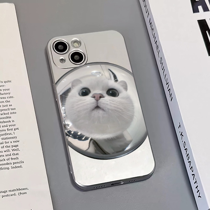 IPHONE Couple Soft Electroplate Phone Case Kompatibel Untuk Iphone14 13 12 11 Pro XS Max XR X8+76S Plus Mini Kucing Lucu Casing TPU Silikon Shockproof Cover