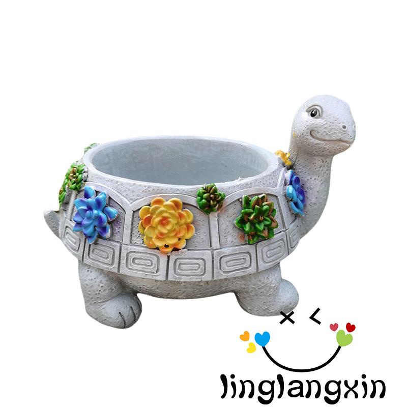Llx-pot Bunga Resin, Pot Sukulen Kura-Kura Lucu Dekorasi Rumah Kantor Planter Art Craft Gift