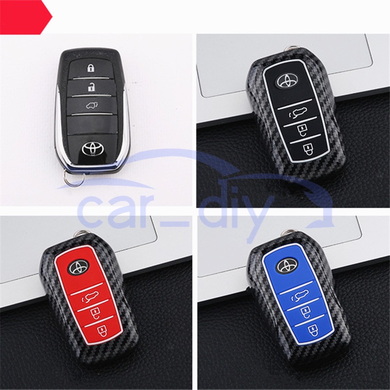 Kasus Kunci ABS Penutup Jarak Jauh Mobil Silikon Gantungan Untuk Toyota Wildlander RAV4 Prado Levin Avalon Fortuner Yaris Camry Corolla Vios Cangkang Pelindung Car Remote Key Case