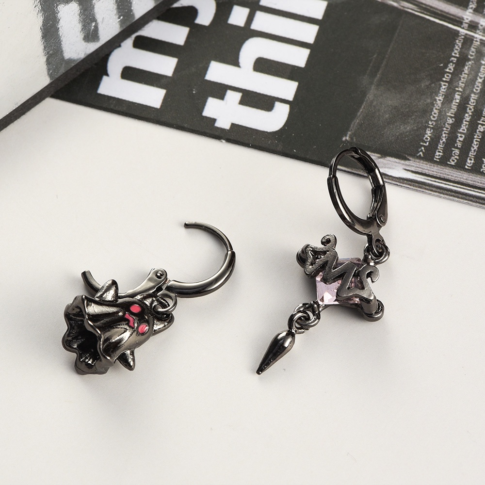 Y2k Manis Keren Asimetris Cross Ghost Anting Trendi Gothic Pink Berlian Hantu Kecil Geometris Persegi Kepribadian Desain Setan Bijouterie Stud Eardrop Perhiasan Aksesoris