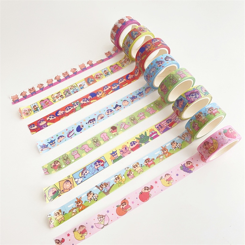 5m/roll Ins Style Tearable Tape Paper Kartun Anjing Bahasa Inggris Smiley Face Handbook Scrapbooking Bahan Stiker