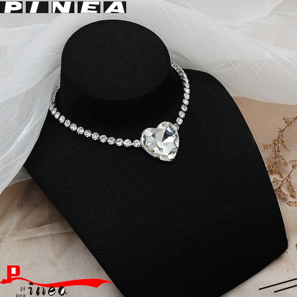 Kalung Choker Nanas Hati Besar Baru Bersinar Perhiasan Pernyataan Sederhana