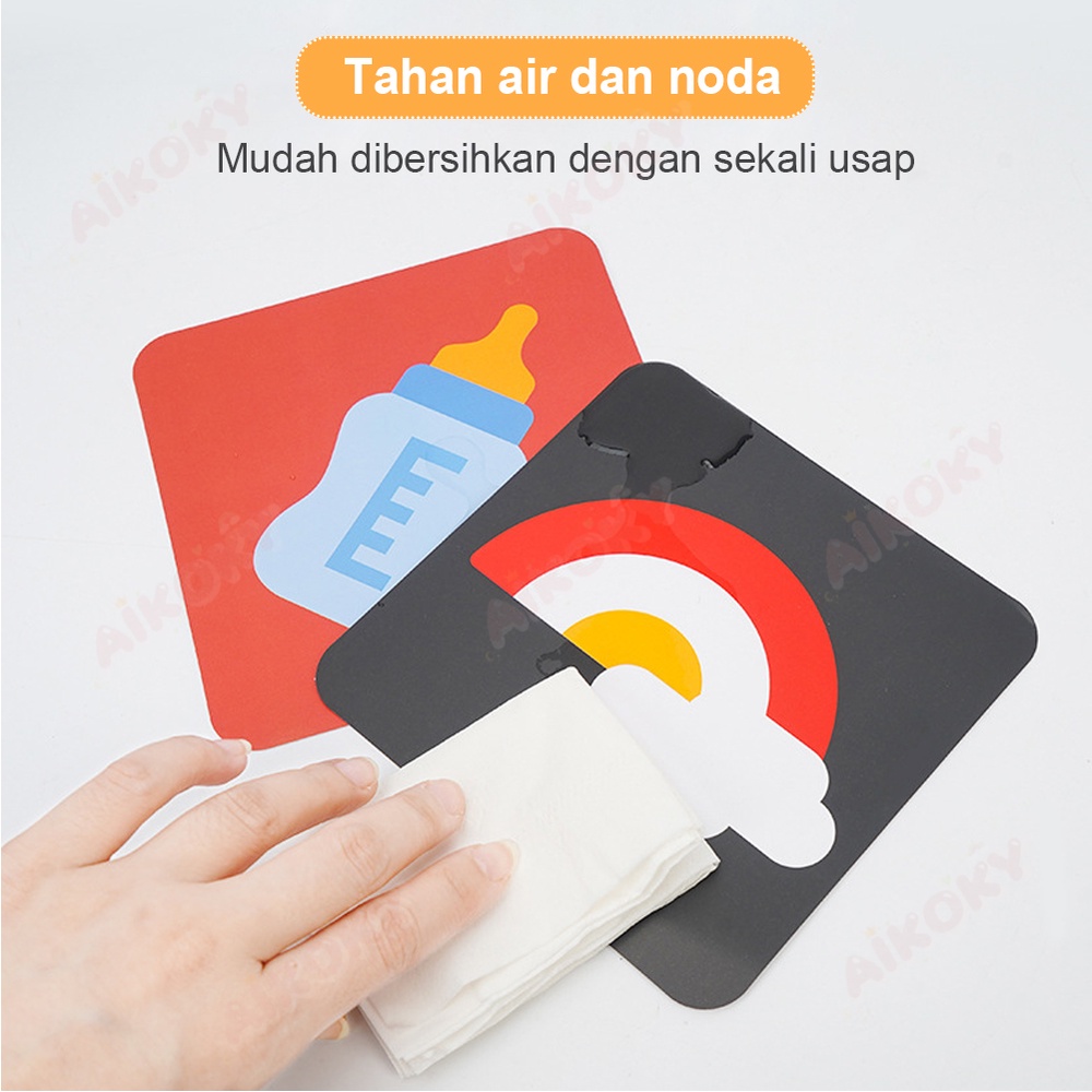 Aikoky 0-12 Bulan Visual Flash Card Bayi / Mainan Edukasi Kartu Pintar Stimulasi Bayi