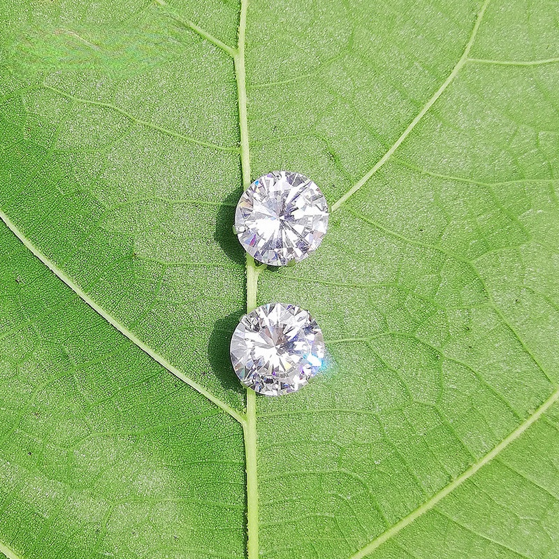 Fashion Bersinar Berlian Imitasi Stud Earring Untuk Pria Bening Bulat Zirkon Batu Anting Wanita Unisex Perhiasan Aksesoris